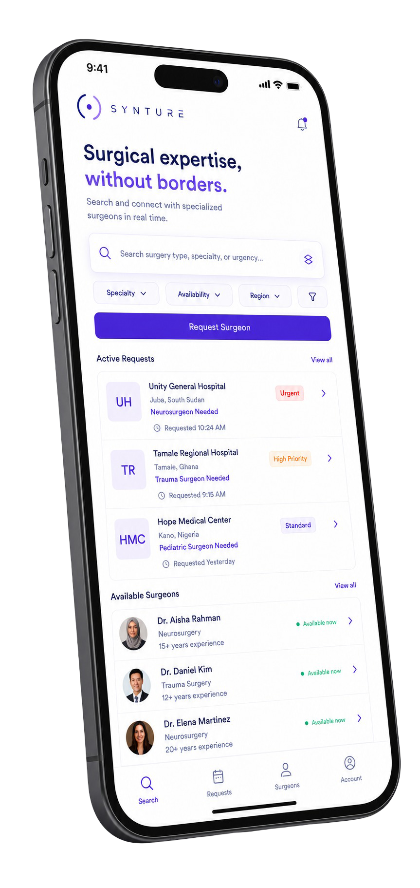 Synture platform — connecting hospitals with expert surgeons